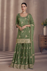 Designer Green exclusive dress with detailed embroidery with thread work